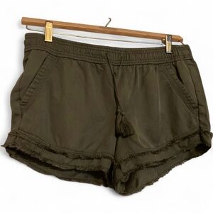 NWT LOFT Olive Green Double Fringe Shorts Size Medium Boho